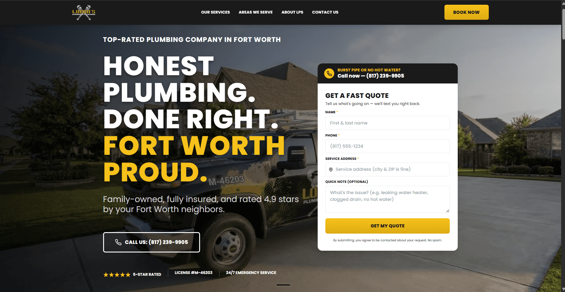 Loera's Plumbing website